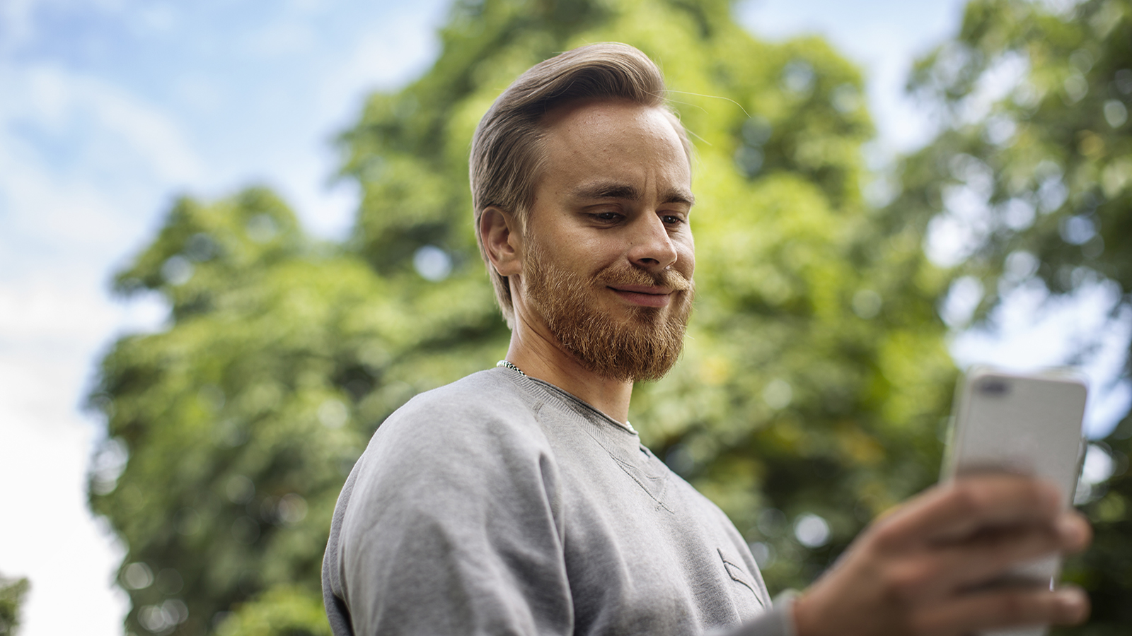 A man using a smartphone