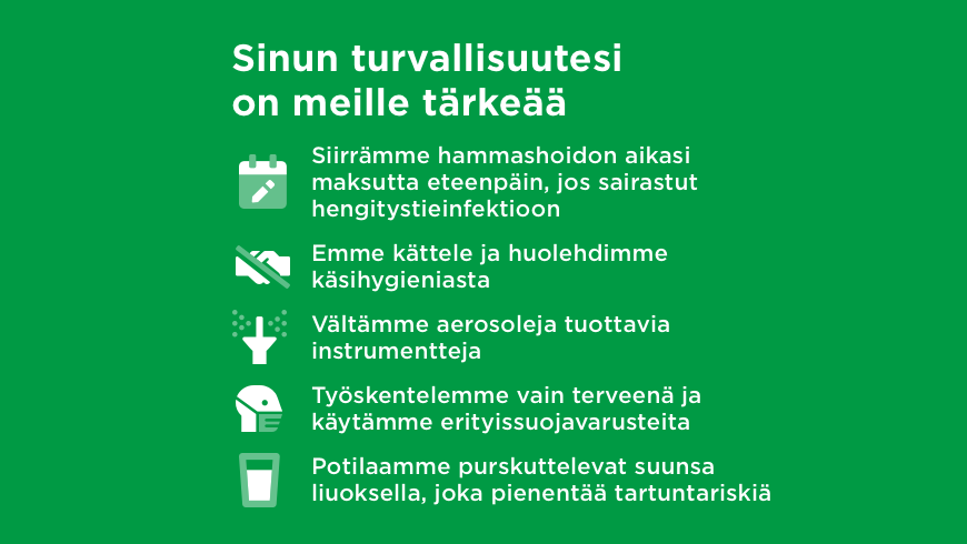 Korona-ajan toimenpiteet Hammas Mehiläisen toimipisteissä