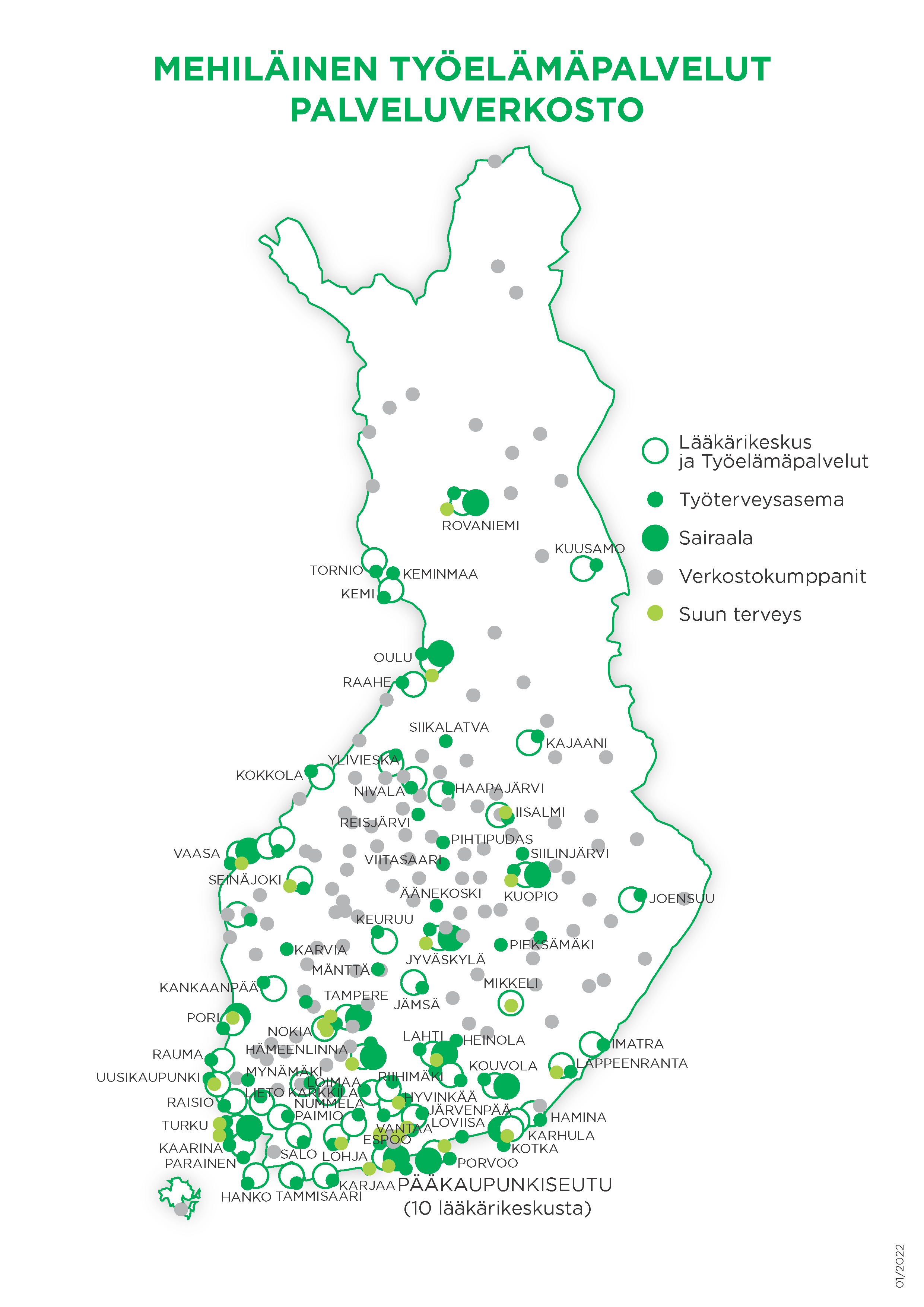 Mehiläinen Työelämäpalvelut palveluverkosto