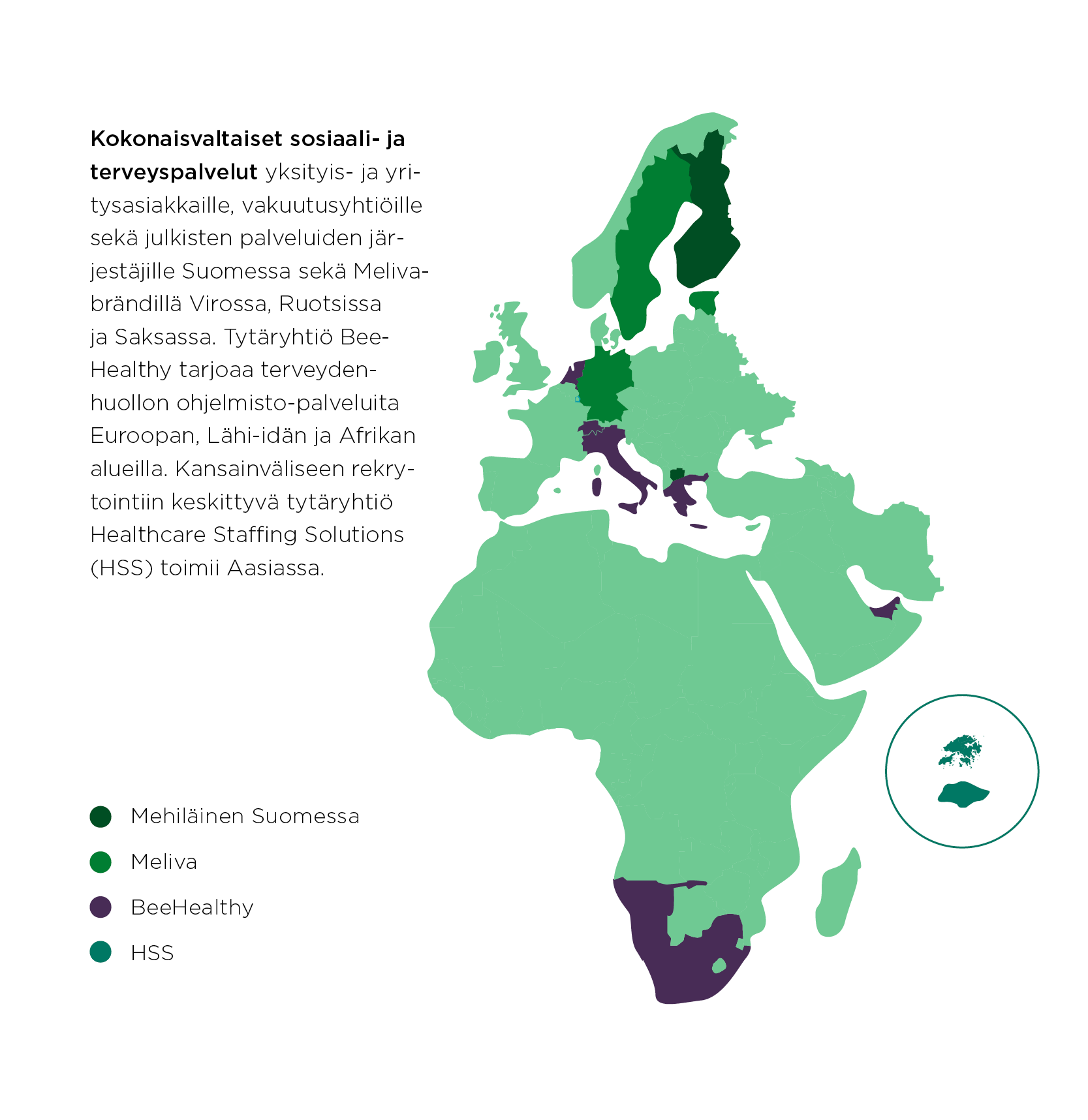 Mehiläisen palvelukartta - palvelemme Suomessa ja kansainvälisesti